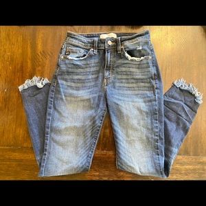 Kan Can Women's High Rise Ankle Skinny Jeans